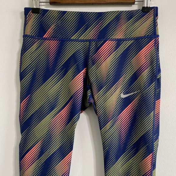 Nike Running Power Epic Run Crop Leggings Women's S Orange Green Blue Workout - Picture 2 of 9